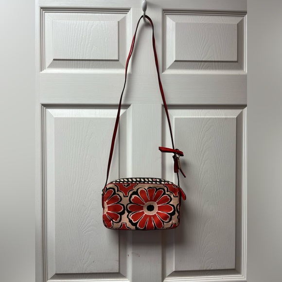 EUC Coach Poppy Flower Scarf Print Red Flight Crossbody - Picture 2 of 15